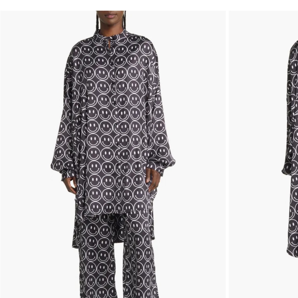 Dresses in LALA Smiley Face Patterned Black and White lounge set
